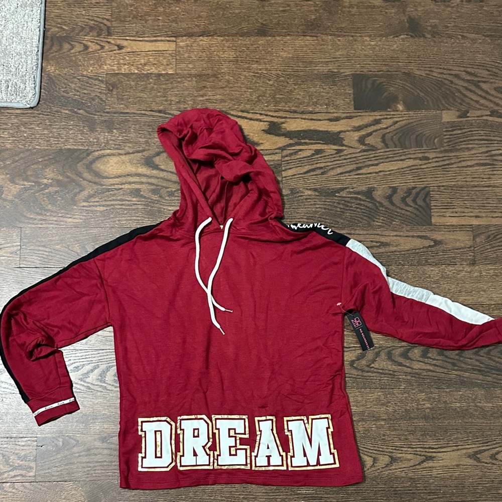 No Boundaries Red Hoodie Sweater with Dream Print